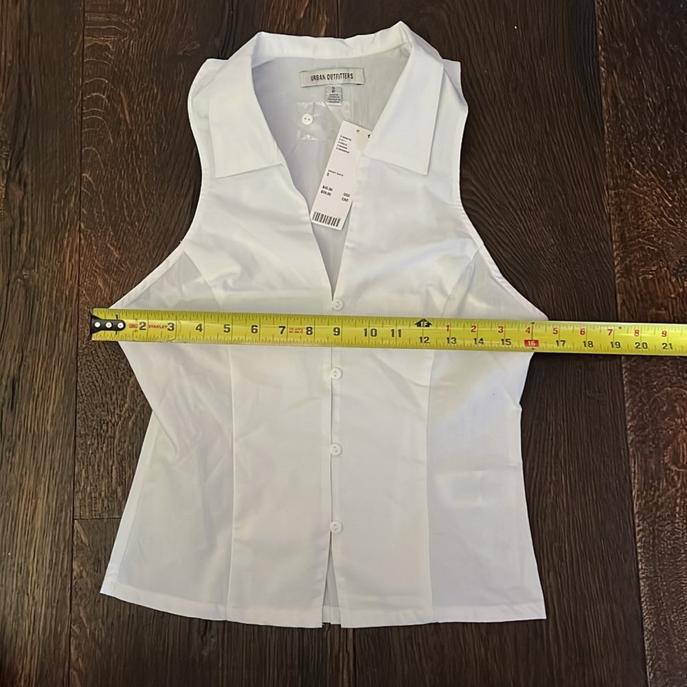 UO Party Girl Cotton-Blend Button Down Sleeveless Shirt - Picture 7 of 8